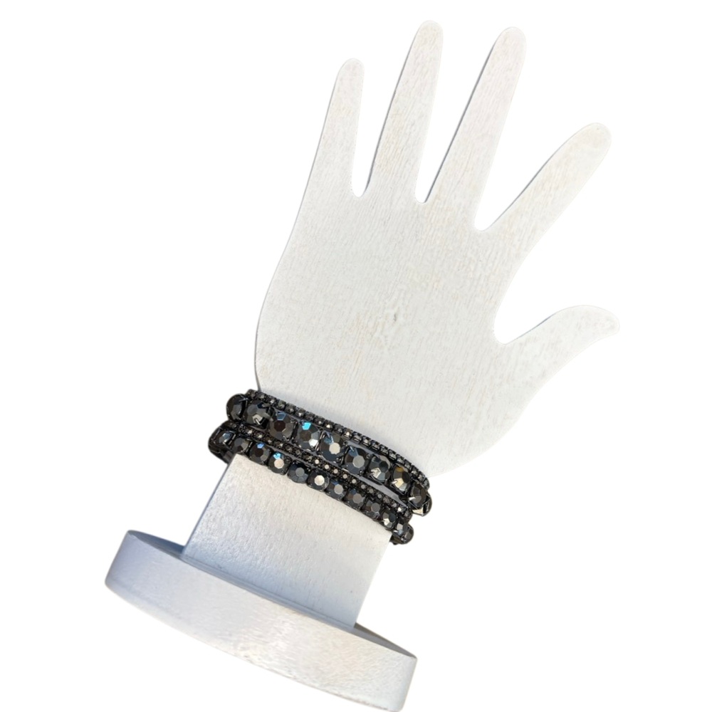 Set of 4 Gunmetal Rhinestone Stretch Bracelets (Fits up to 8”)